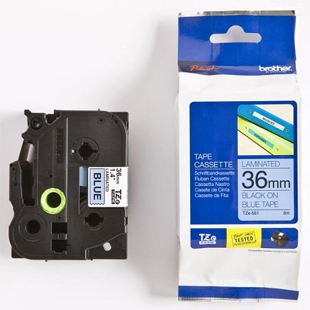 Brother TZe-561 Original P-Touch Label Tape (36mm x 8m) Black On Blue