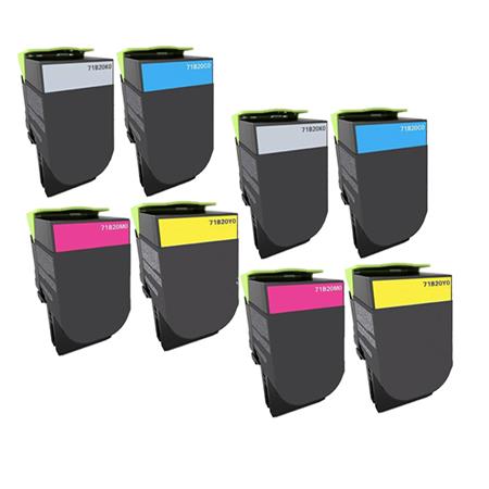 999inks Compatible Multipack Lexmark 71B20K0/Y0 2 Full Sets Laser Toner Cartridges