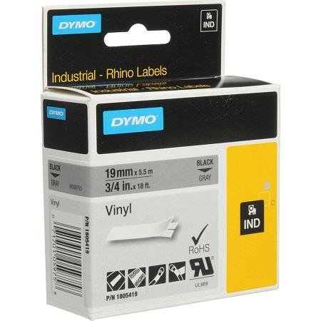 Dymo 1805419 Original Label Tape (19mm x 5.5m) Black On Grey