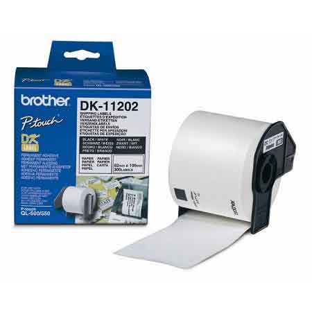 Brother DK-11202 Original Label Tape (62mm x 100mm) Black on White x 300