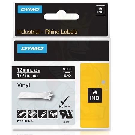 Dymo 1805435 Original Label Tape (12mmx5.5m) White On Black