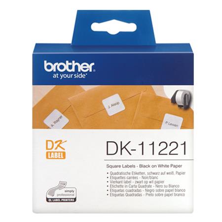 Brother DK-11221 Original Square Label Tape (23mm x 23mm) Black on White x 1000