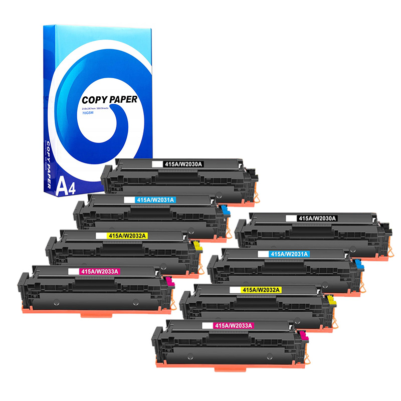 Compatible Multipack HP 415A Full Set Standard Capacity Toner Cartridges + Free Paper
