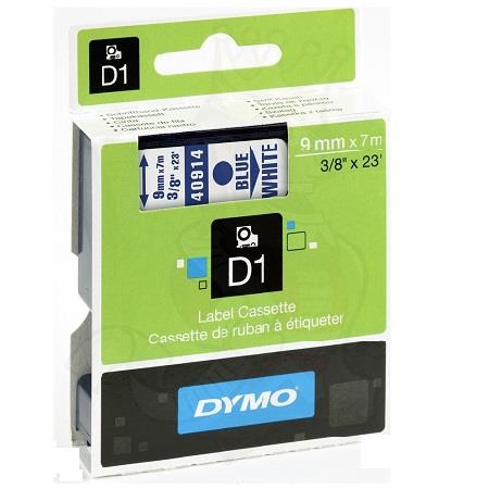 Dymo 40914 (S0720690) Original Label Tape (9mm x 7m) Blue On White