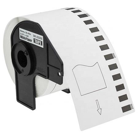 999inks Compatible Brother DK-22205 Continuous Paper Tape (62mm x 30.48m) Black on White