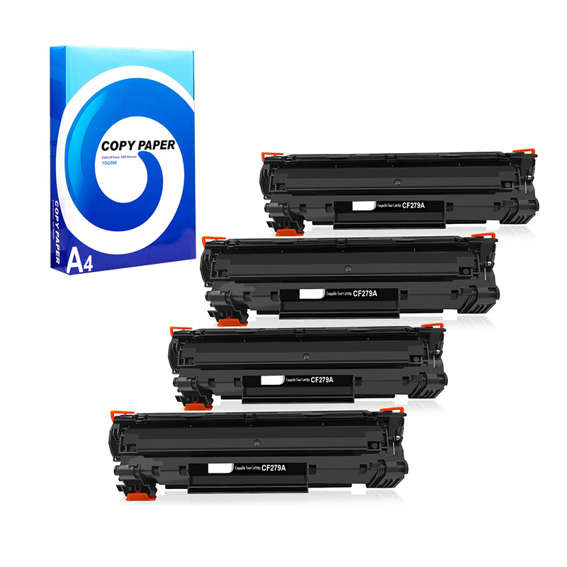 Compatible Quad Pack HP 79A Black Laser Toner Cartridges + Free Paper