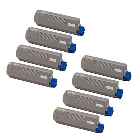 999inks Compatible Multipack Oki 46490605/08BK/Y 2 Full Sets High Capacity Laser Toner Cartridges