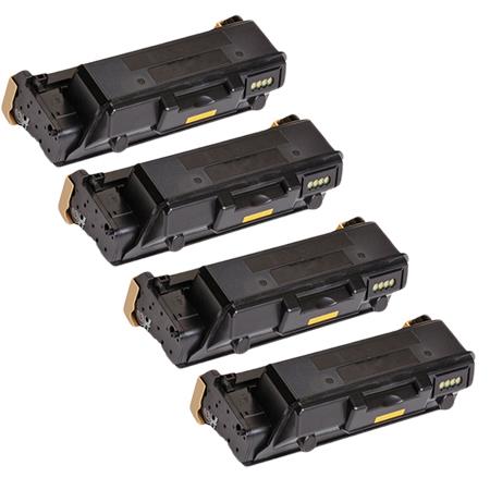 999inks Compatible Quad Pack Xerox 106R03620 Black Standard Capacity Laser Toner Cartridges