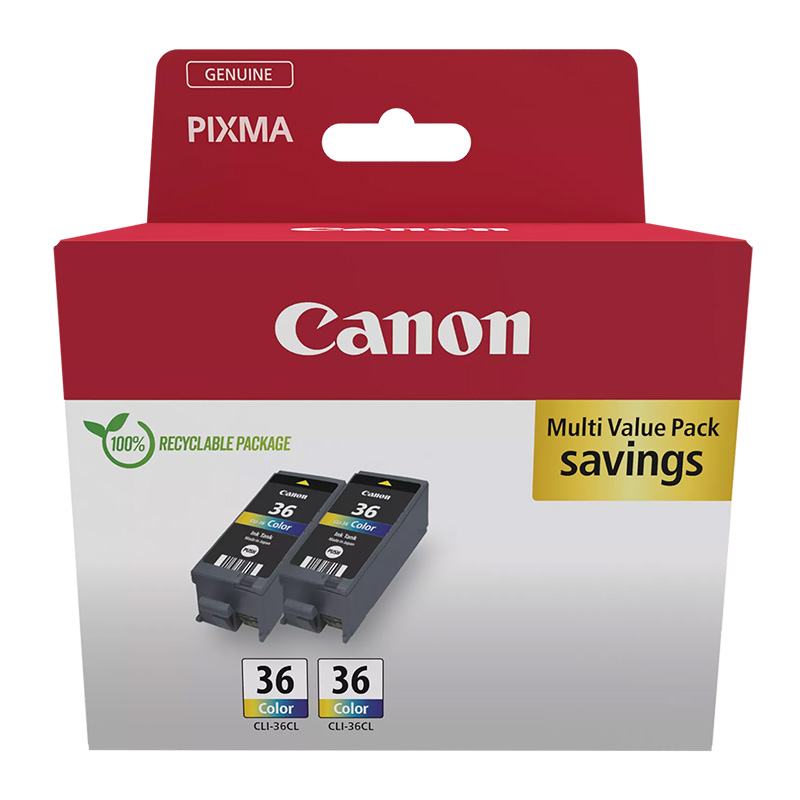 Canon CLI-36 Colour Original Ink Cartridge Twin Pack