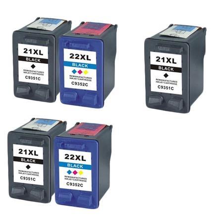 999inks Compatible Multipack HP 21XL/22XL 2 Full Sets + 1 Extra Black High Capacity Inkjet Printer Cartridges