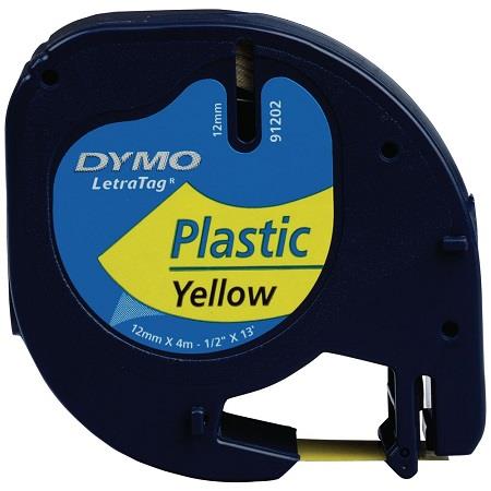 Dymo 91202 (S0721620) Original Label Tape (12mm x 4m) Black on Yellow