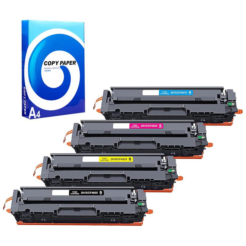 Compatible Multipack HP 201X 1 Full Set Laser Toner Cartridges + Free Paper