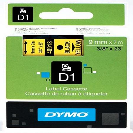 Dymo 40918 (S0720730) Original Label Tape (9mm x 7m) Black On Yellow