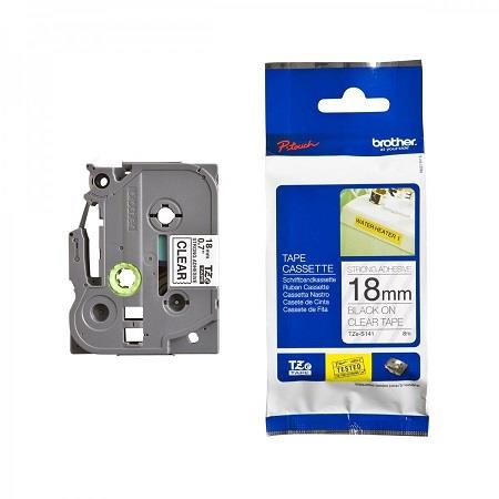 Brother TZe-S141 Original P-Touch Label Tape (18mm x 8m) Black On Clear