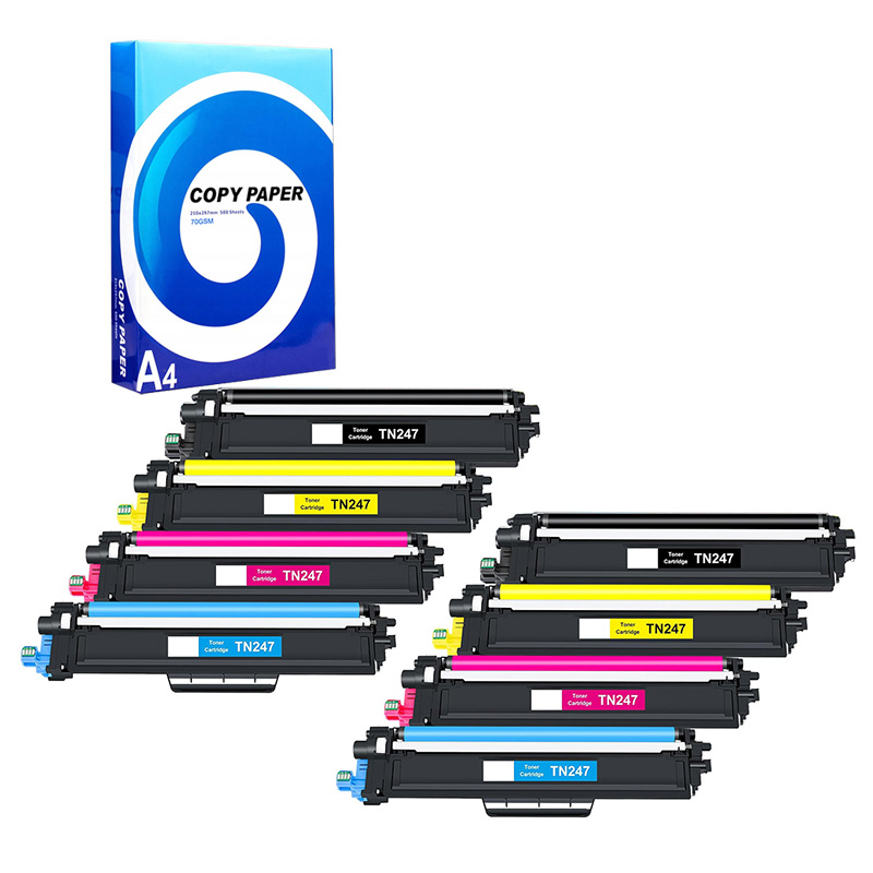 Compatible Multipack Brother TN247 2 Full Sets High Capacity Laser Toner Cartridges + Free Paper