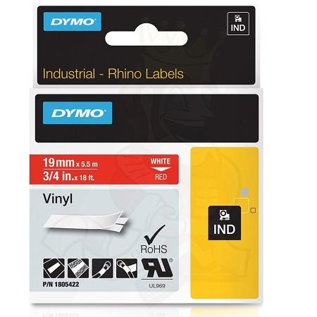 Dymo 1805422 Original Label Tape (12mmx5.5m) White On Red