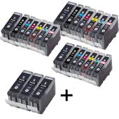 999inks Compatible Multipack Canon PGI-5BK/CLI-8BK/C/M/Y/PC/PM 3 Full Sets + 3 FREE Black Inkjet Printer Cartridges
