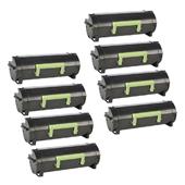 999inks Compatible Eight Pack Lexmark 502H (50F2H00) Black High Capacity Laser Toner Cartridges