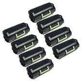 999inks Compatible Eight Pack Lexmark 50F0HA0 Black High Capacity Laser Toner Cartridges