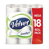 Velvet Comfort Toilet Rolls 116x104.5mm 210 Sheets 24.4m 2-ply White Ref 1102048 [Pack 18]