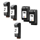 999inks Compatible Multipack HP 15/78 2 Full Sets + 1 Extra Black Inkjet Printer Cartridges