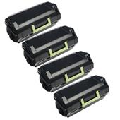 999inks Compatible Quad Pack Lexmark 50F0HA0 Black High Capacity Laser Toner Cartridges