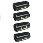 999inks Compatible Quad Pack Lexmark 620XA Black Extra High Capacity Laser Toner Cartridges