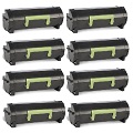 999inks Compatible Eight Pack Lexmark 502H (50F2H0E) Black Laser Toner Cartridges