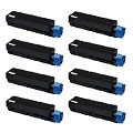 999inks Compatible Eight Pack Oki 44992402 Black Laser Toner Cartridges