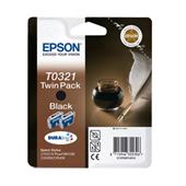 Epson T0321 Black Original Ink Cartridge Twin Pack (Quill) (T032140)