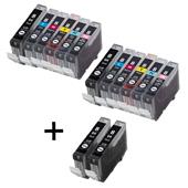 999inks Compatible Multipack Canon CLI-8BK/PM 2 Full Sets + 2 FREE Black Inkjet Printer Cartridges