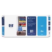 HP 81 Cyan Dye-Based Ink CartridgePrinthead and Printhead Cleaner Bundle - Value Pack (C4991A)