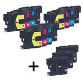 999inks Compatible Multipack Brother LC985 3 Full Sets + 3 FREE Black Inkjet Printer Cartridges