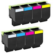 999inks Compatible Multipack Lexmark C232HK0/Y0 2 Full Sets High Capacity Laser Toner Cartridges