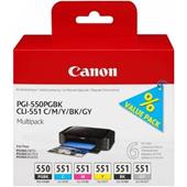 Canon PGI-550PGBK/CLI-551BK/C/M/Y/GY Multipack Original Standard Capacity Ink Cartridge