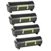 999inks Compatible Quad Pack Lexmark 50F2H00 Black High Capacity Laser Toner Cartridges
