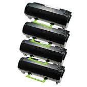 999inks Compatible Quad Pack Lexmark 522 Black Standard Capacity Laser Toner Cartridges