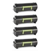 999inks Compatible Quad Pack Lexmark 512H (51F2H00) Black High Capacity Laser Toner Cartridges