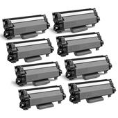 999inks Compatible Eight Pack Brother TN2510XL Black High Capacity Laser Toner Cartridges