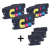 999inks Compatible Multipack Brother LC980 3 Full Sets + 3 FREE Black Inkjet Printer Cartridges