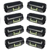 999inks Compatible Eight Pack Lexmark 12A8644 Black Laser Toner Cartridges