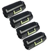 999inks Compatible Quad Pack Lexmark 53B2000 Black Standard Capacity Laser Toner Cartridges