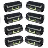 999inks Compatible Eight Pack Lexmark 620XA Black Extra High Capacity Laser Toner Cartridges