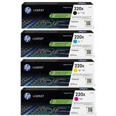 HP 220X Full Set Original High Capacity Toner Cartridges