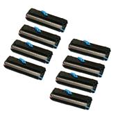 999inks Compatible Eight Pack OKI 09004168 Black Standard Capacity Laser Toner Cartridges