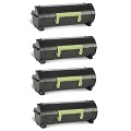 999inks Compatible Quad Pack Lexmark 502H (50F2H0E) Black Laser Toner Cartridges