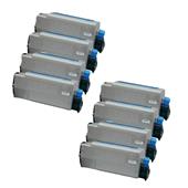 999inks Compatible Eight Pack OKI 44661802 Black Laser Toner Cartridges