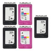 999inks Compatible Multipack HP 308e/308 2 Full Sets + 1 Extra Black Inkjet Printer Cartridges