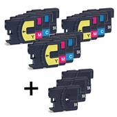 999inks Compatible Multipack Brother LC1100 3 Full Sets + 3 FREE Black Inkjet Printer Cartridges