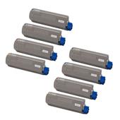 999inks Compatible Multipack Oki 46490605/08BK/Y 2 Full Sets High Capacity Laser Toner Cartridges